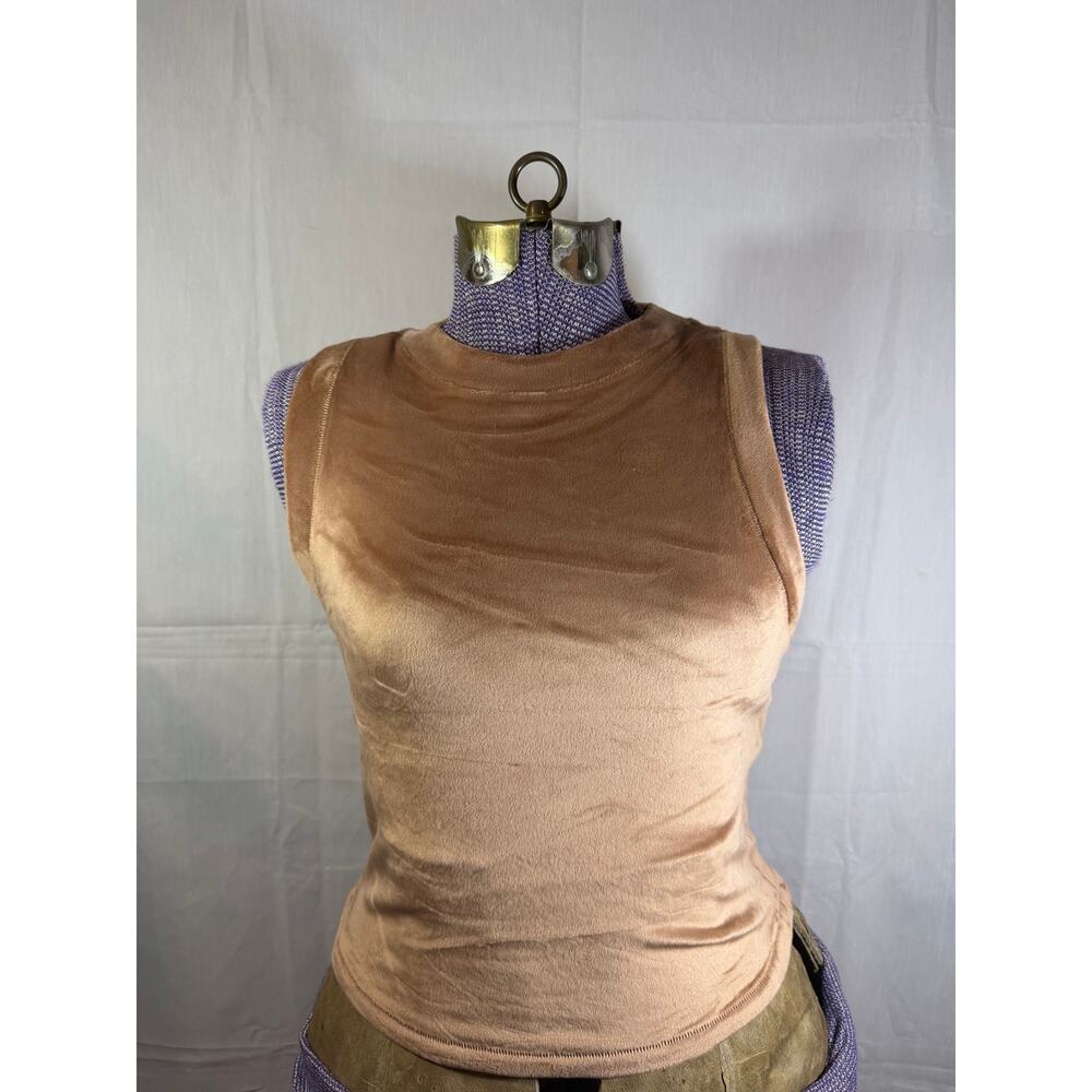 Skims Velour Soft Plush Crop Tank Top Sleeveless Womens Medium Sienna Brown NEW